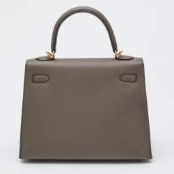 Pre Owned Hermes Etain Epsom Leather Gold Finish Kelly Sellier 25 Bag