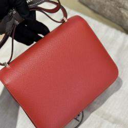 Hermes New Red Pink Enamel Buckle Constance 19 bag