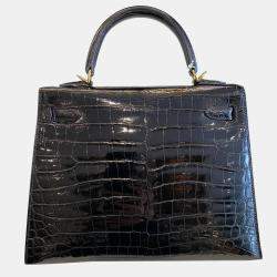 Hermes Black Crocodile Leather Kelly 25 bag