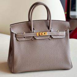 Hermes Etoupe Elephant Grey Togo Leather Birkin 25 bag