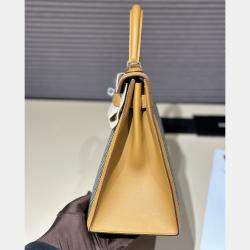 Hermes Sesame Canvas Kelly 28 bag
