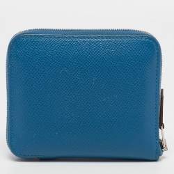 Pre Owned Hermes Bleu Zellige Epsom Leather Silk'In Compact Wallet