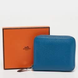 Pre Owned Hermes Bleu Zellige Epsom Leather Silk'In Compact Wallet