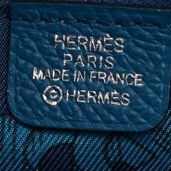 Pre Owned Hermes Bleu Zellige Epsom Leather Silk'In Compact Wallet