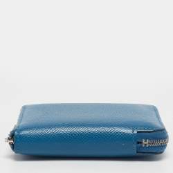 Pre Owned Hermes Bleu Zellige Epsom Leather Silk'In Compact Wallet