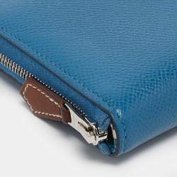 Pre Owned Hermes Bleu Zellige Epsom Leather Silk'In Compact Wallet