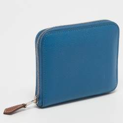 Pre Owned Hermes Bleu Zellige Epsom Leather Silk'In Compact Wallet