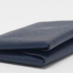 Hermès Bleu Encre Chevre Leather Calvi Duo Card Holder