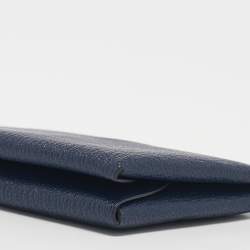 Hermès Bleu Encre Chevre Leather Calvi Duo Card Holder