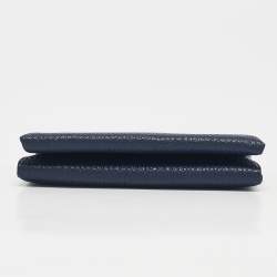 Hermès Bleu Encre Chevre Leather Calvi Duo Card Holder