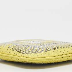Pre Owned Hermes Lime Tigre Royal Bandana Swift Leather Carre Pocket Pouch