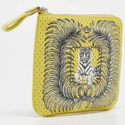 Pre Owned Hermes Lime Tigre Royal Bandana Swift Leather Carre Pocket Pouch