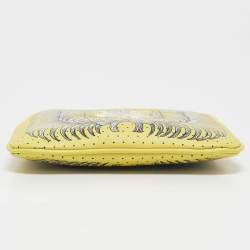 Pre Owned Hermes Lime Tigre Royal Bandana Swift Leather Carre Pocket Pouch