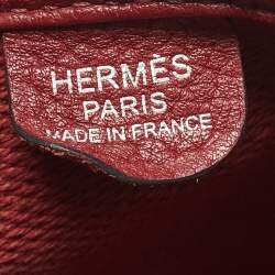 Hermes Rouge H/Beige Taurillon Clemence Leather and Canvas Evelyne III PM Bag