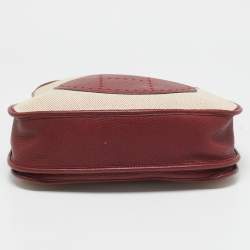 Hermes Rouge H/Beige Taurillon Clemence Leather and Canvas Evelyne III PM Bag