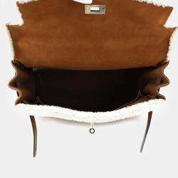 Hermes Marron Dobris Mouton Barenia Leather Kelly Teddy 35 Top Handle Bag