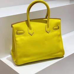 Pre Owned Hermes Candy Yellow Swift Leather Birkin 30 Bag