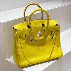 Pre Owned Hermes Candy Yellow Swift Leather Birkin 30 Bag