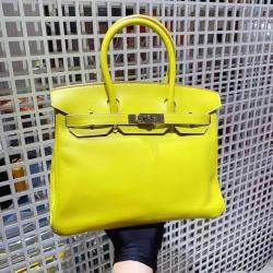 Pre Owned Hermes Candy Yellow Swift Leather Birkin 30 Bag
