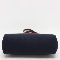 Pre Owned Hermès Navy Blue/Brown Toile Canvas and Leather Herbag Zip 31 Bag