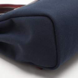 Pre Owned Hermès Navy Blue/Brown Toile Canvas and Leather Herbag Zip 31 Bag