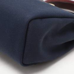 Pre Owned Hermès Navy Blue/Brown Toile Canvas and Leather Herbag Zip 31 Bag