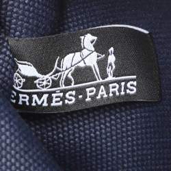 Pre Owned Hermès Navy Blue/Brown Toile Canvas and Leather Herbag Zip 31 Bag