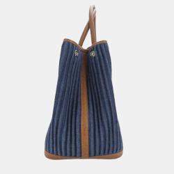 Hermes Tote Bag Garden 36 Denim Leather Pal Blue Indigo Indian Brown