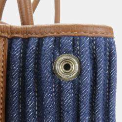 Hermes Tote Bag Garden 36 Denim Leather Pal Blue Indigo Indian Brown