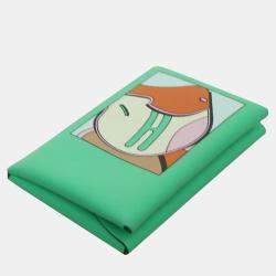 Hermes Vert Comics Swift Leather Saddle Printed Calvi Duo Wallet
