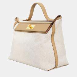 Hermes Sesame Canvas, Swift Leather 24/24 35 Bag