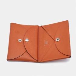 Hermès Terre Battue Epsom Leather Calvi Duo Card Holder