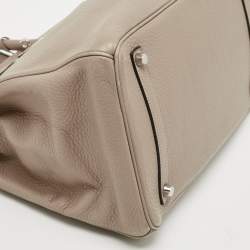 Hermes Gris Tourterelle Taurillon Clemence Leather Palladium Finish Birkin 35 Bag