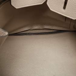 Hermes Gris Tourterelle Taurillon Clemence Leather Palladium Finish Birkin 35 Bag