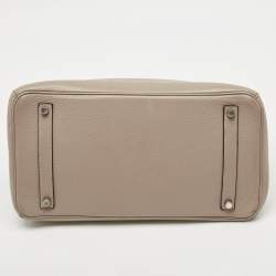 Hermes Gris Tourterelle Taurillon Clemence Leather Palladium Finish Birkin 35 Bag