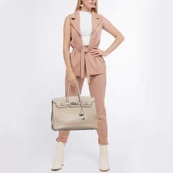 Hermes Gris Tourterelle Taurillon Clemence Leather Palladium Finish Birkin 35 Bag
