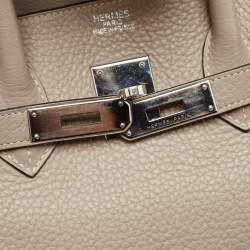 Hermes Gris Tourterelle Taurillon Clemence Leather Palladium Finish Birkin 35 Bag