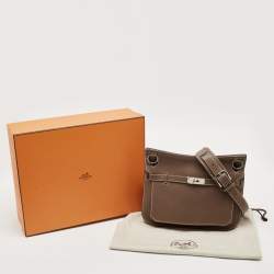 Pre Owned Hermes Etoupe Taurillon Clemence Leather Palladium Finish Jypsiere 28 Bag