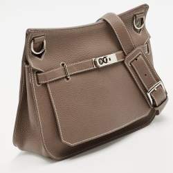 Pre Owned Hermes Etoupe Taurillon Clemence Leather Palladium Finish Jypsiere 28 Bag