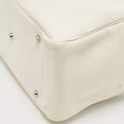Hermes Blanc Taurillon Clemence Leather Palladium Finish Lindy 34 Bag