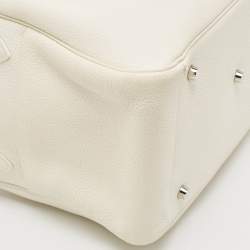 Hermes Blanc Taurillon Clemence Leather Palladium Finish Lindy 34 Bag