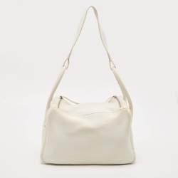 Hermes Blanc Taurillon Clemence Leather Palladium Finish Lindy 34 Bag