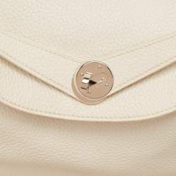 Hermes Blanc Taurillon Clemence Leather Palladium Finish Lindy 34 Bag