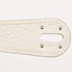 Hermes Blanc Taurillon Clemence Leather Palladium Finish Lindy 34 Bag