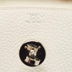 Hermes Blanc Taurillon Clemence Leather Palladium Finish Lindy 34 Bag