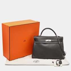 Hermes Black Togo Leather Palladium Finish Kelly Retourne 40 Bag