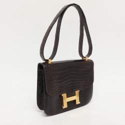 Hermes Brown Crocodile Vintage Constance 23 Bag