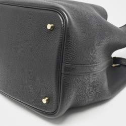 Pre Owned Hermes Noir Taurillon Clemence Leather Picotin Lock 22 Bag