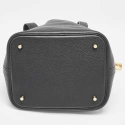 Pre Owned Hermes Noir Taurillon Clemence Leather Picotin Lock 22 Bag