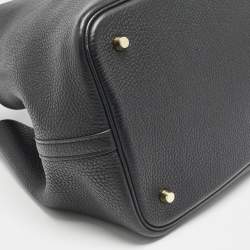 Pre Owned Hermes Noir Taurillon Clemence Leather Picotin Lock 22 Bag